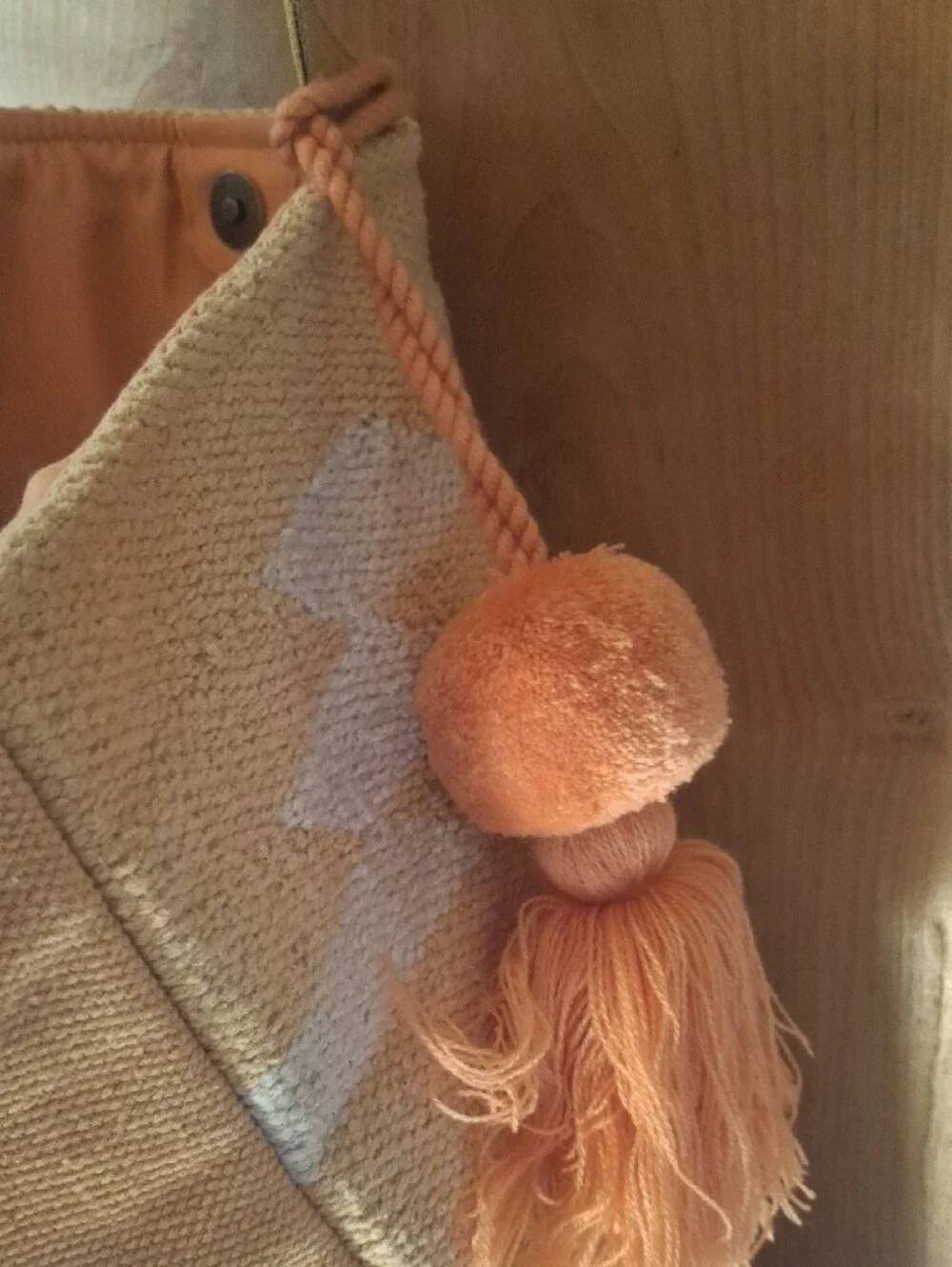 Peach Aztec Pattern Handwoven Tote Bag - Unbranded